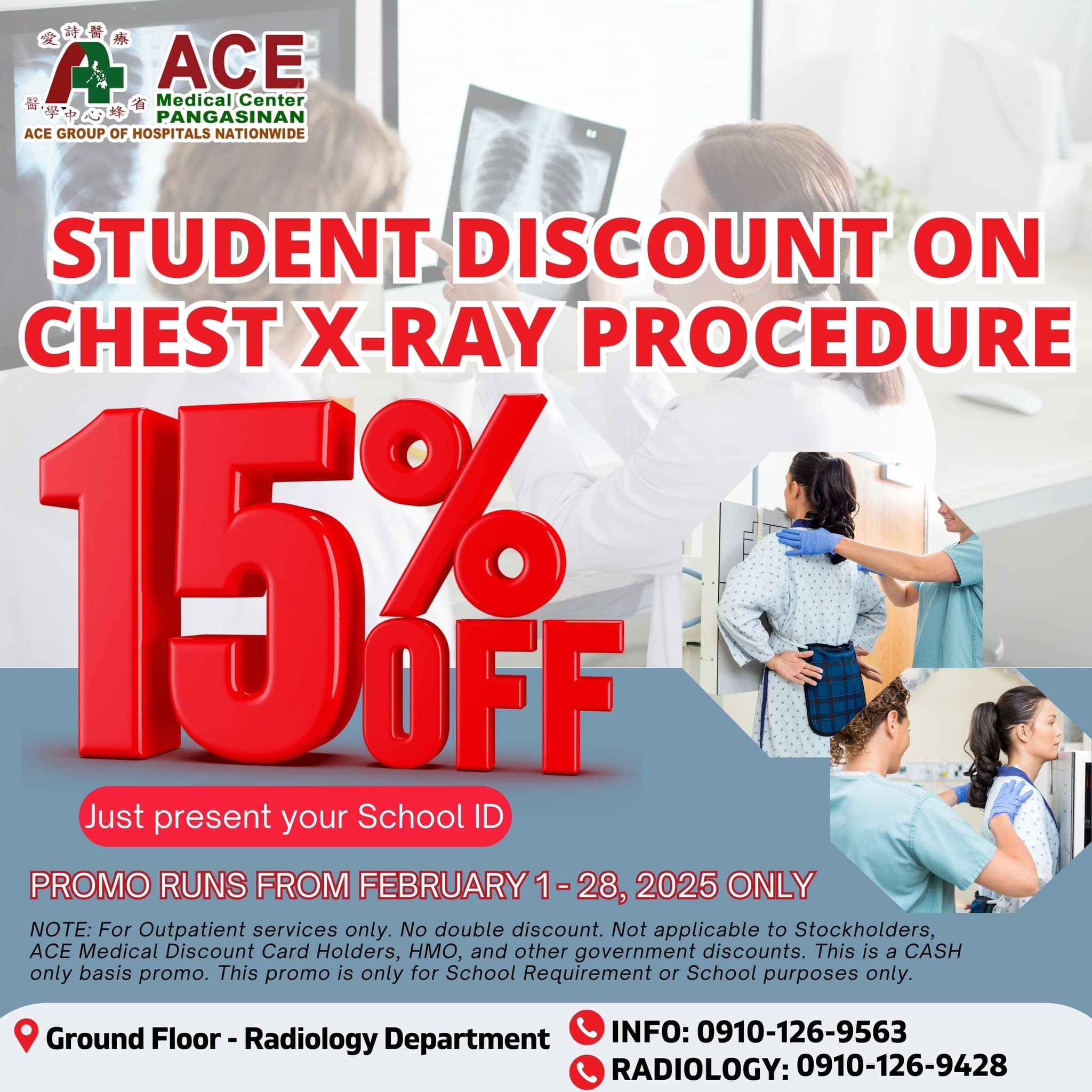 Student X-Ray Discount campaign poster.